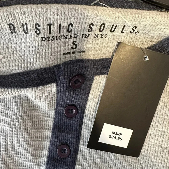 Rustic Souls Long Sleeve Thermal Baseball Tee S - Picture 3 of 4